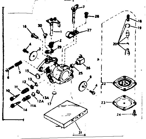 Carburetor Diagram and Parts List for 91762811  Craftsman Chainsaw