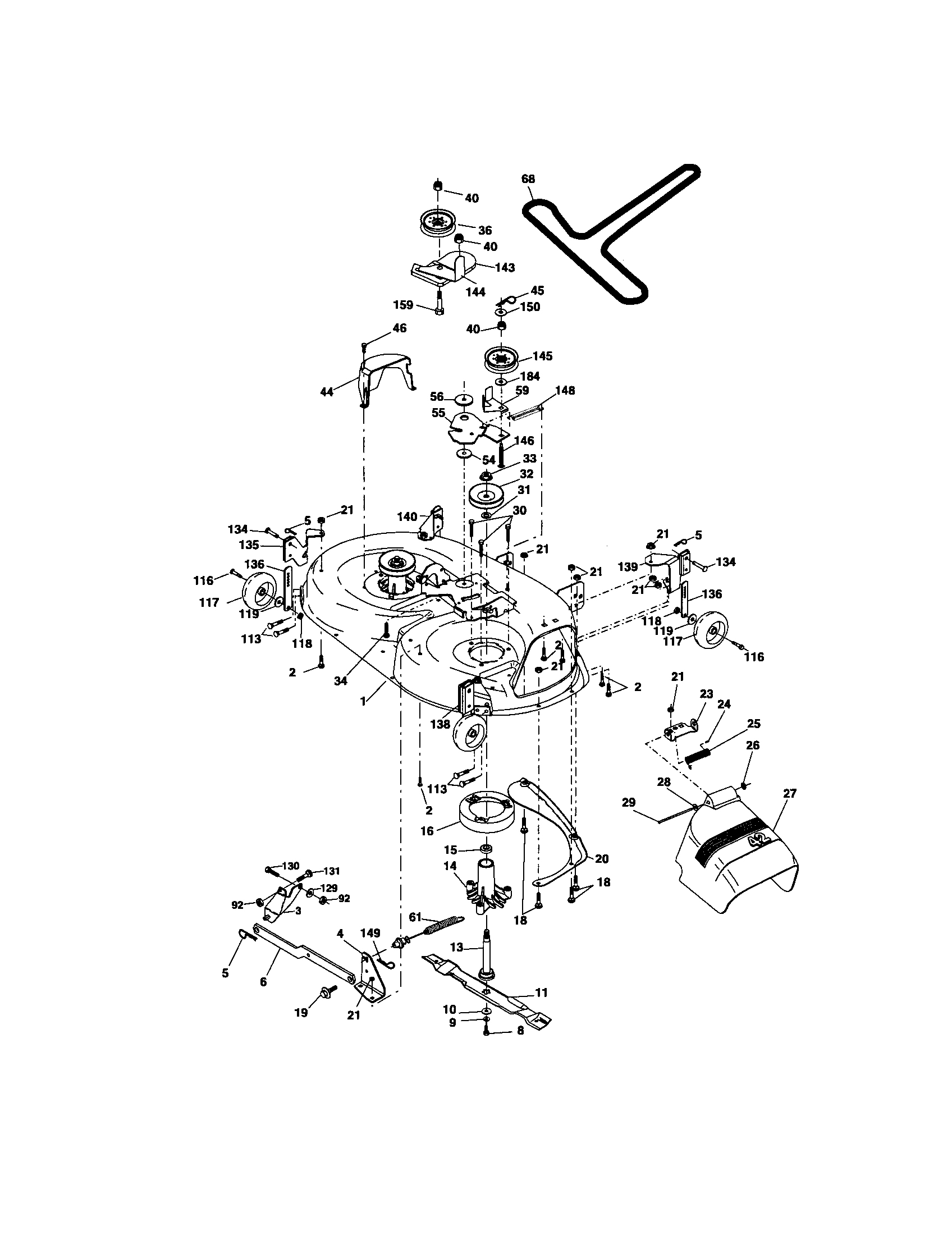 Mower Deck Diagram and Parts List for 917275670  Craftsman Lawn Tractor