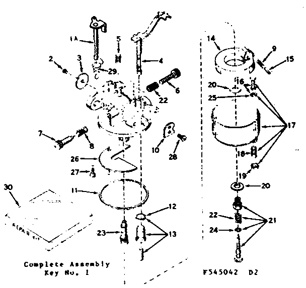 Carburetor Diagram and Parts List for 143545042  Craftsman Engine