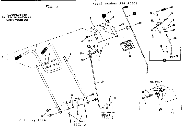 Handle Assembly Diagram and Parts List for 53690501  Craftsman Snow Blower
