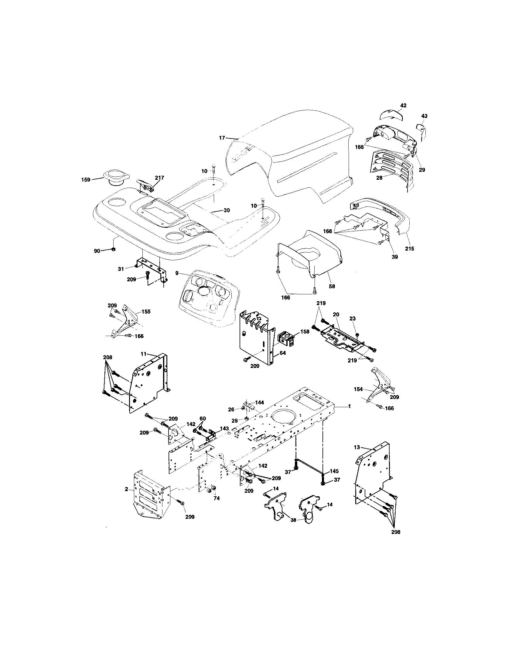 Chassis And Enclosures Diagram and Parts List for 917273261  Craftsman Lawn Tractor