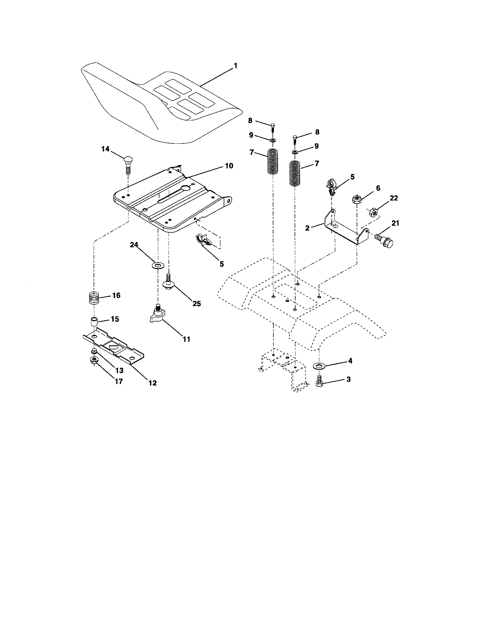 Seat Diagram and Parts List for 917286010  Craftsman Lawn Tractor