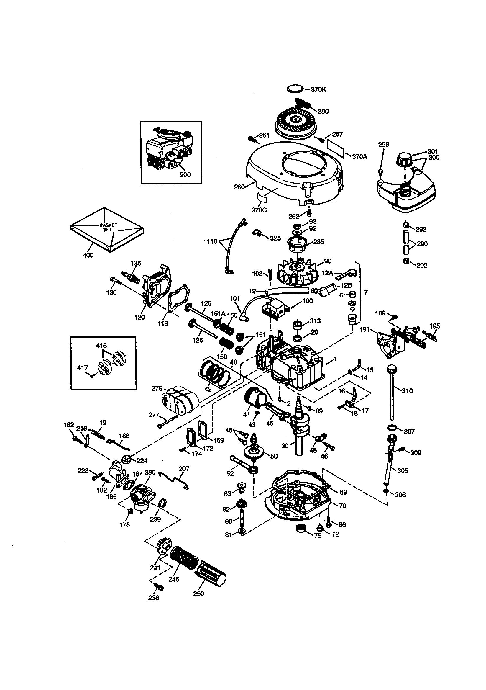 Craftsman 4-cycle Engine Diagram and Parts List for 143994500  Craftsman Engine