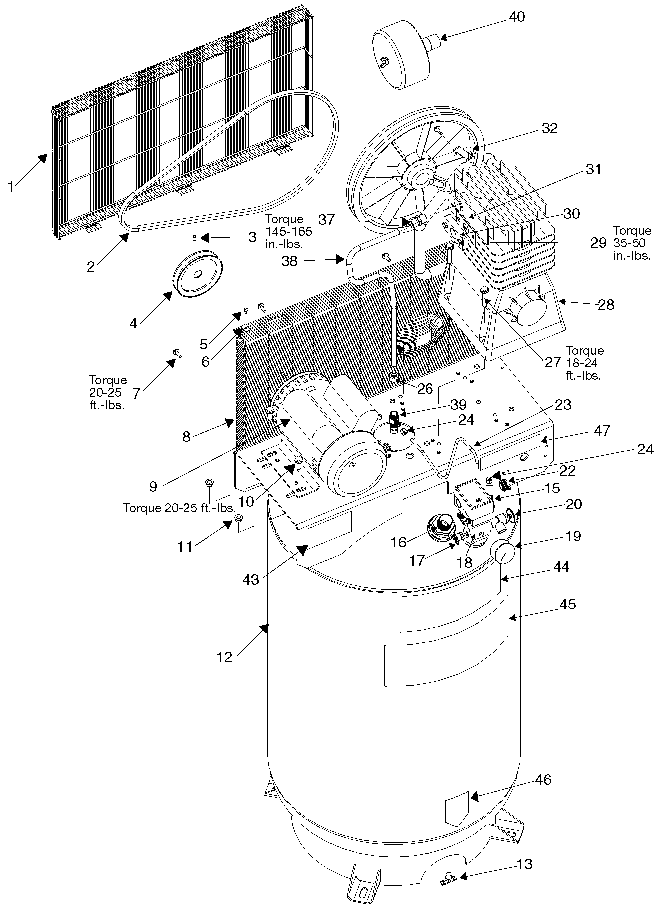 Default Diagram and Parts List for 919-16780 Type 2 Craftsman Compressor