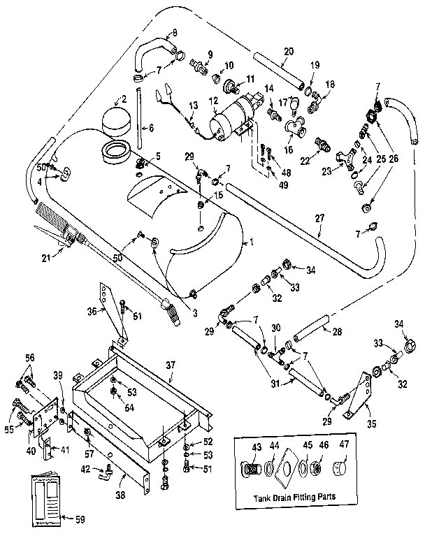 14 Gallon Tank Assembly Diagram and Parts List for 471261370  Craftsman Pressure Washer