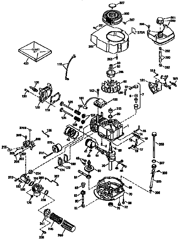 Replacement Parts Diagram and Parts List for 143954022  Craftsman Engine