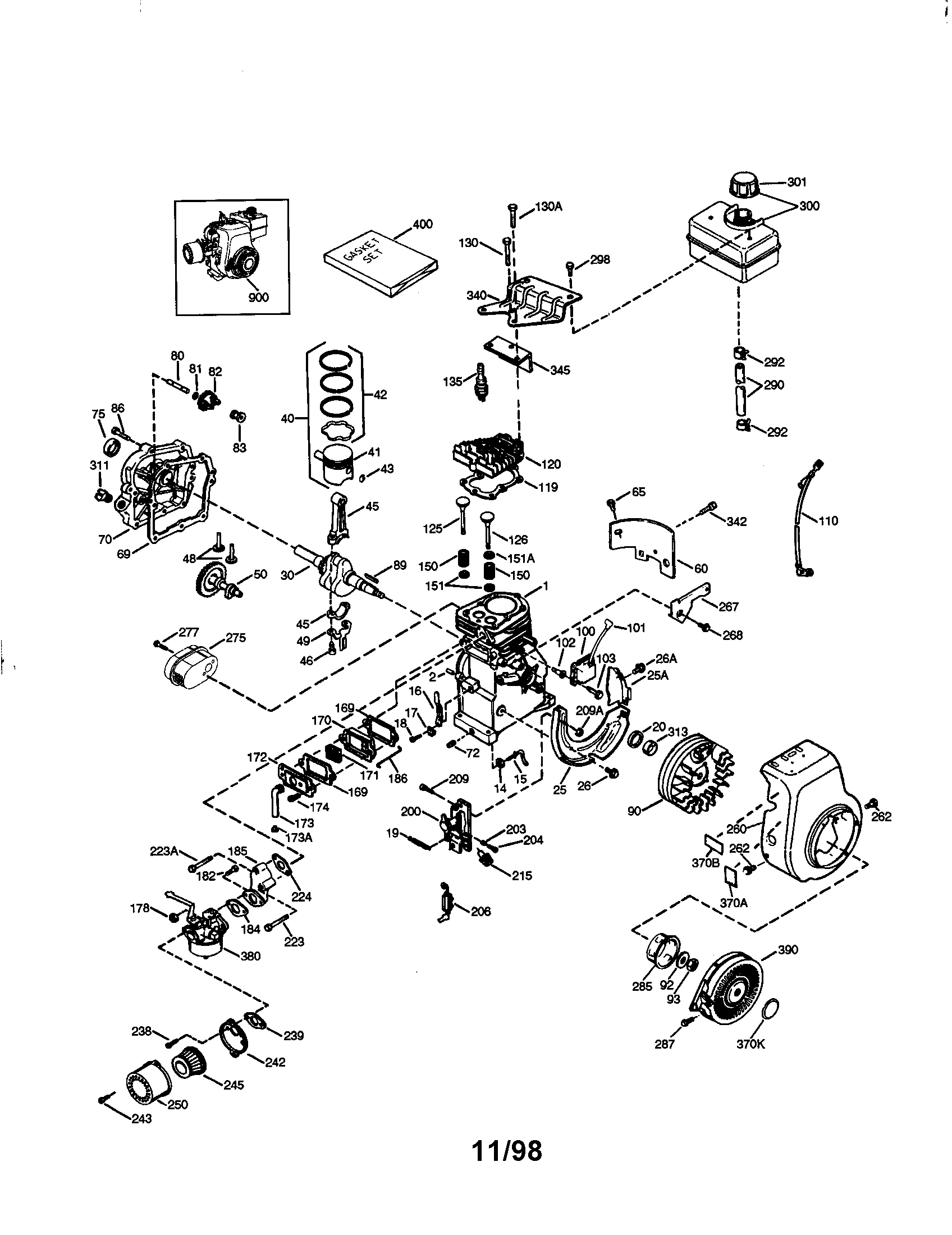 Craftsman 4-cycle Engine Diagram and Parts List for 143993001  Craftsman Engine