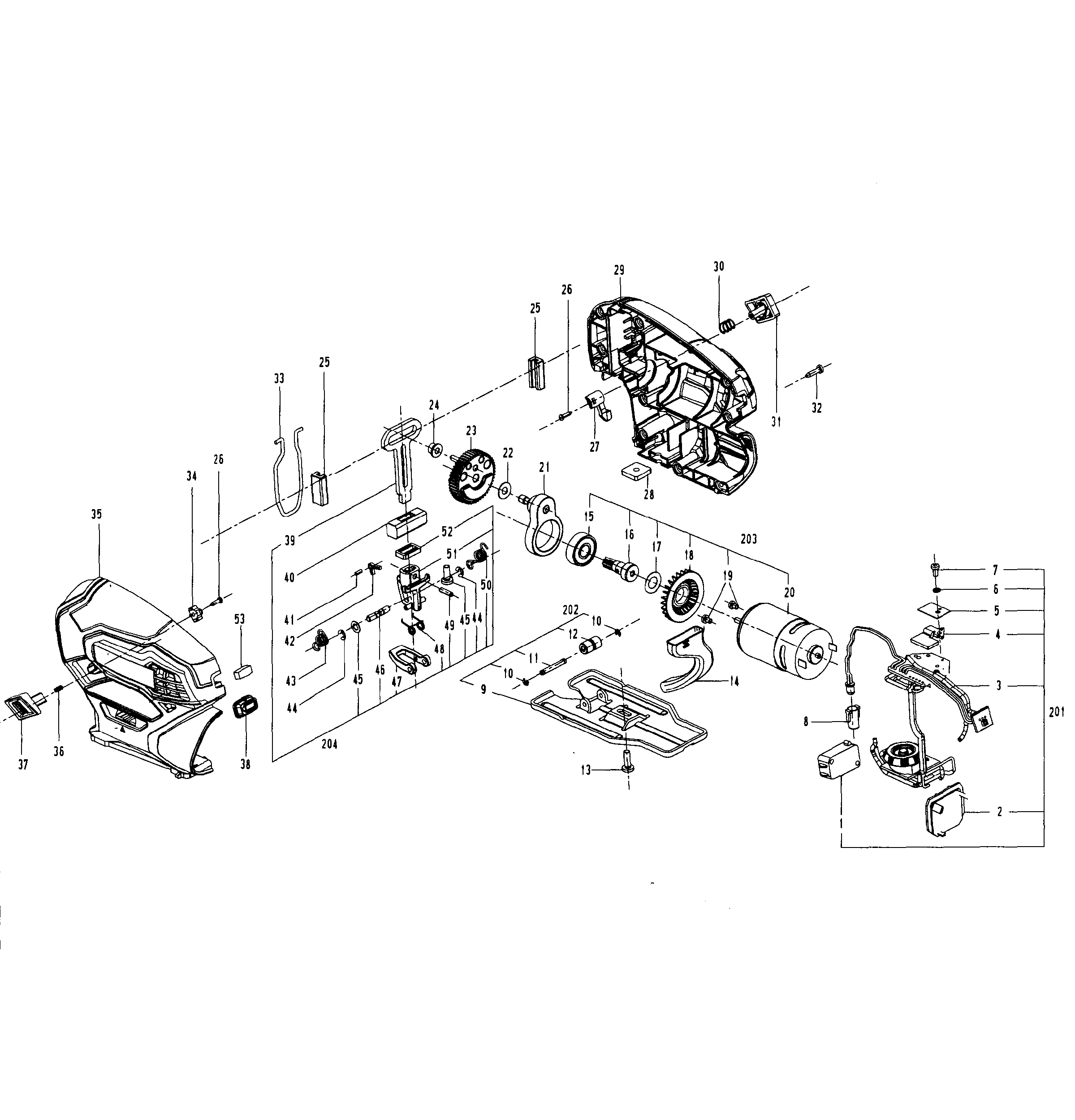 Jig Saw Diagram and Parts List for 32033179  Craftsman Saw