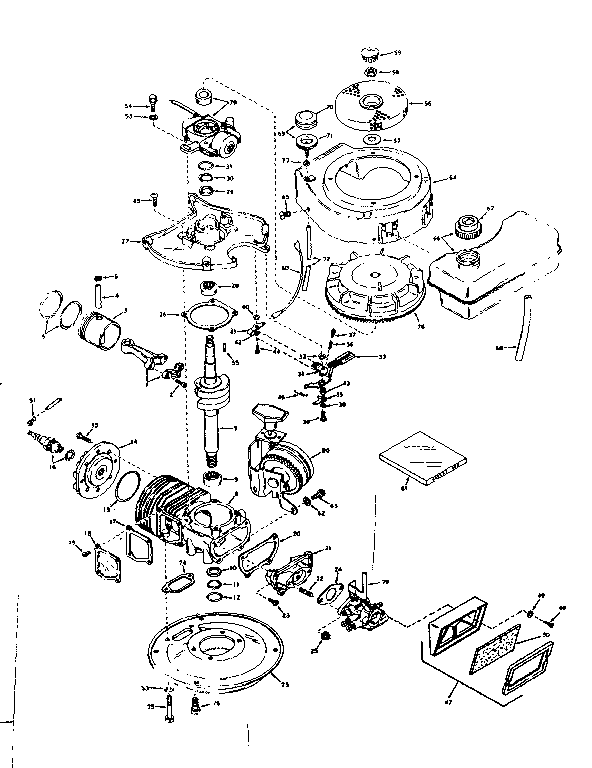 Basic Engine Diagram and Parts List for 143171122  Craftsman Engine