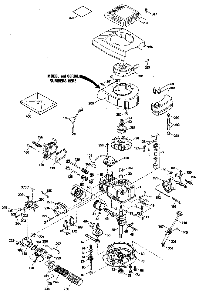 Replacement Parts Diagram and Parts List for 143414522  Craftsman Engine