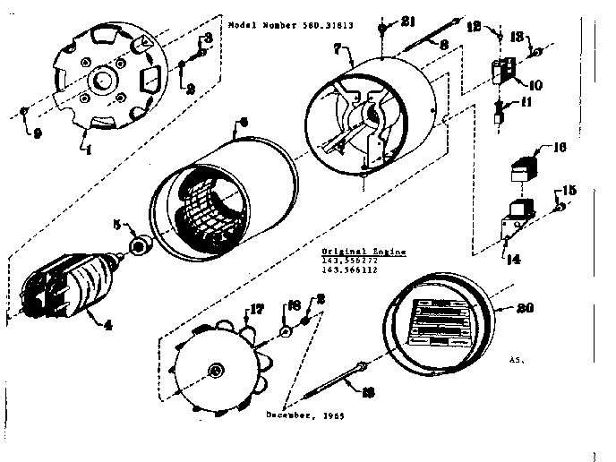 Stator Assembly Diagram and Parts List for 58031813  Craftsman Engine