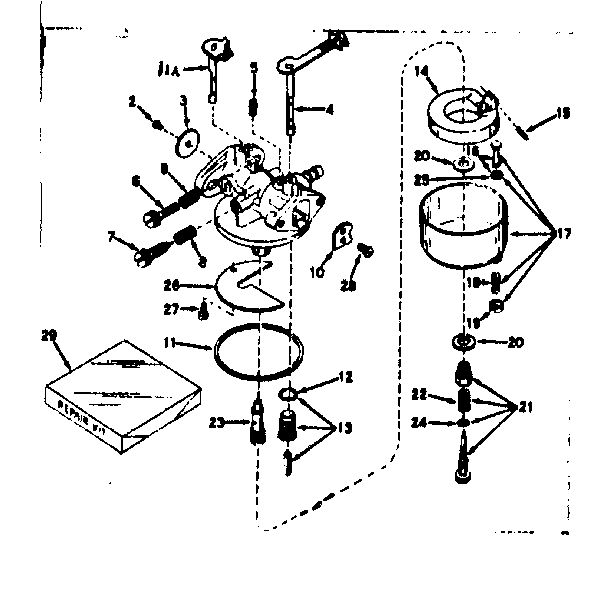 Carburetor Diagram and Parts List for 143541202  Craftsman Engine