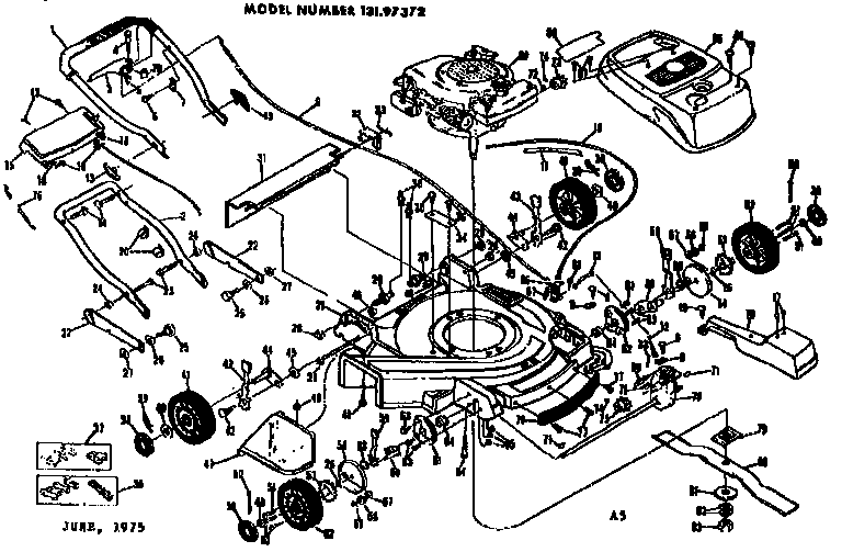 Replacement Parts Diagram and Parts List for 13197372  Craftsman Lawn Mower