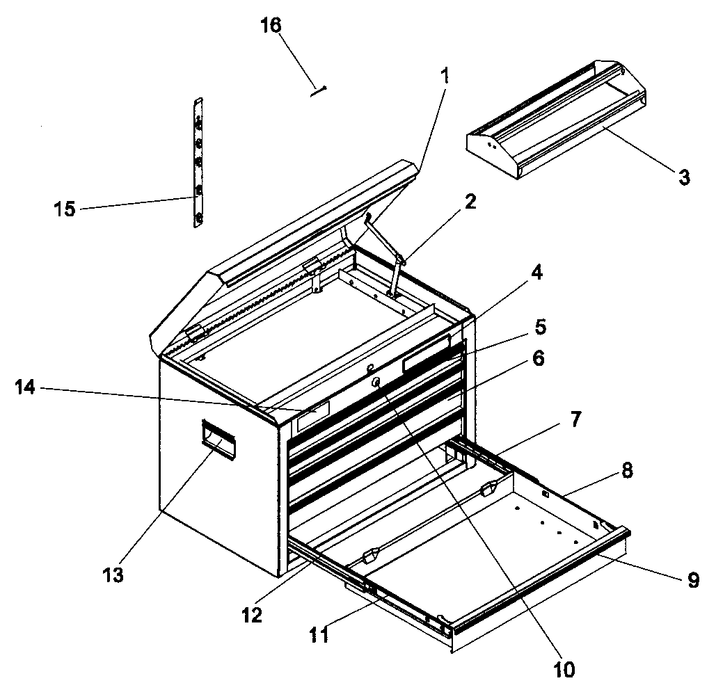 Chest Diagram and Parts List for 706618760  Craftsman Tool Stand & Cart