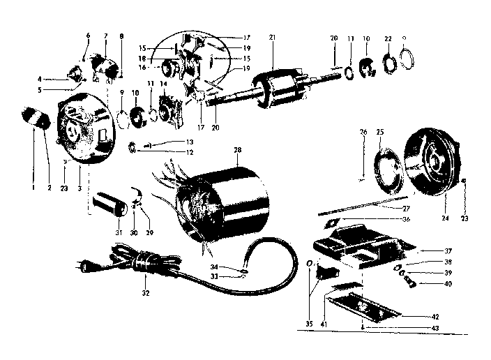 Unit Diagram and Parts List for 11319053  Craftsman Power Motor