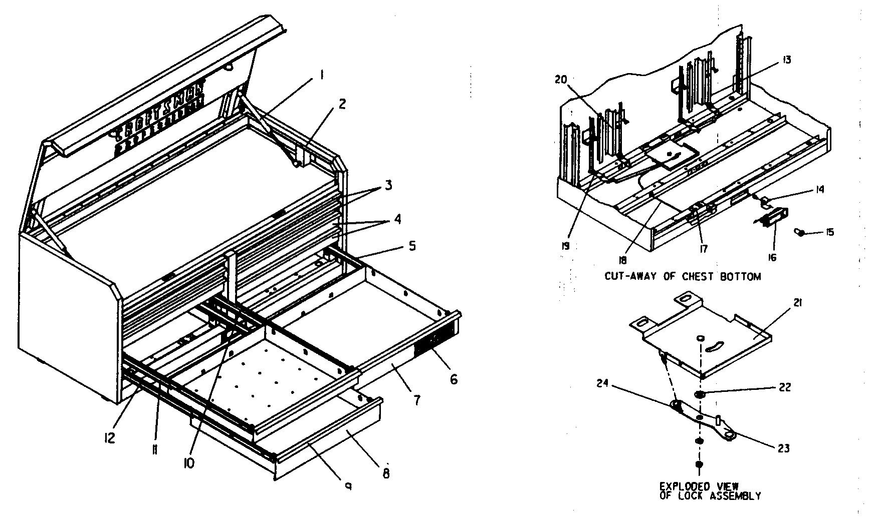 Cabinet Parts Diagram and Parts List for 706593940  Craftsman Tool Stand & Cart