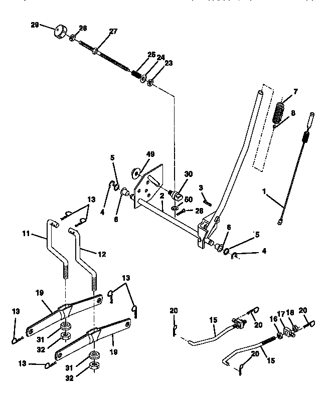 Lift Assembly Diagram and Parts List for 917271110  Craftsman Lawn Tractor