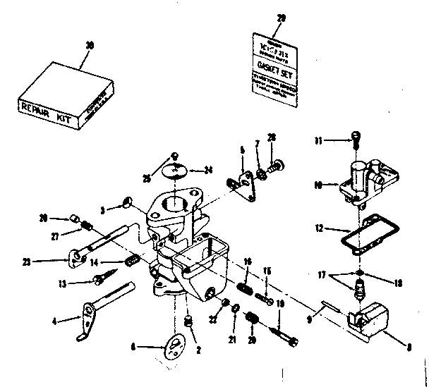 Carburetor No. 29349 Diagram and Parts List for 14344401  Craftsman Engine