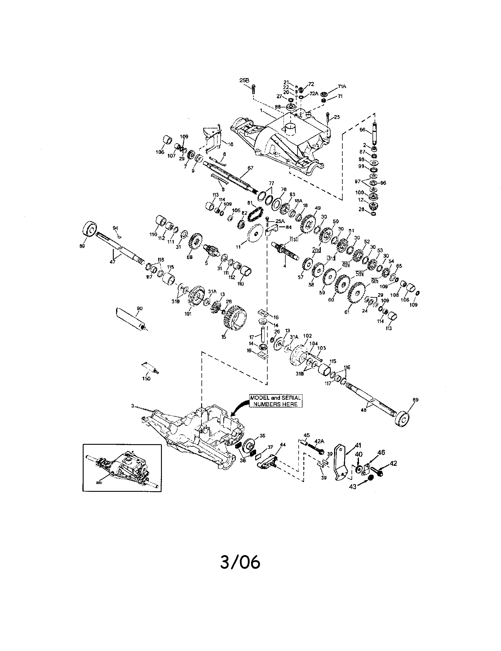 Peerless Transaxle Diagram and Parts List for 917286450  Craftsman Lawn Tractor