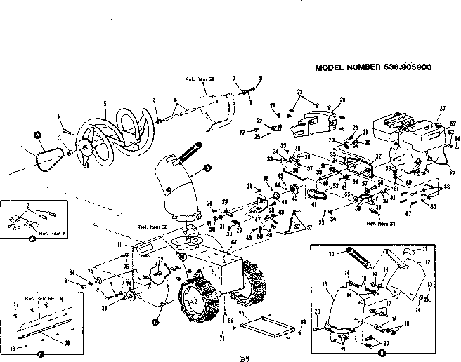 Engine Diagram and Parts List for 536905900  Craftsman Snow Blower