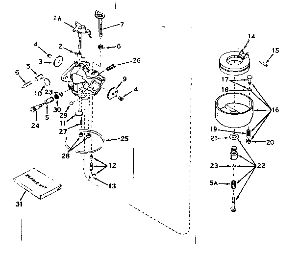 Carburetor No. 630994a Diagram and Parts List for 143576212  Craftsman Engine