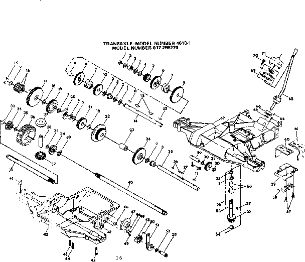 Transaxle Diagram and Parts List for 917255270  Craftsman Lawn Tractor