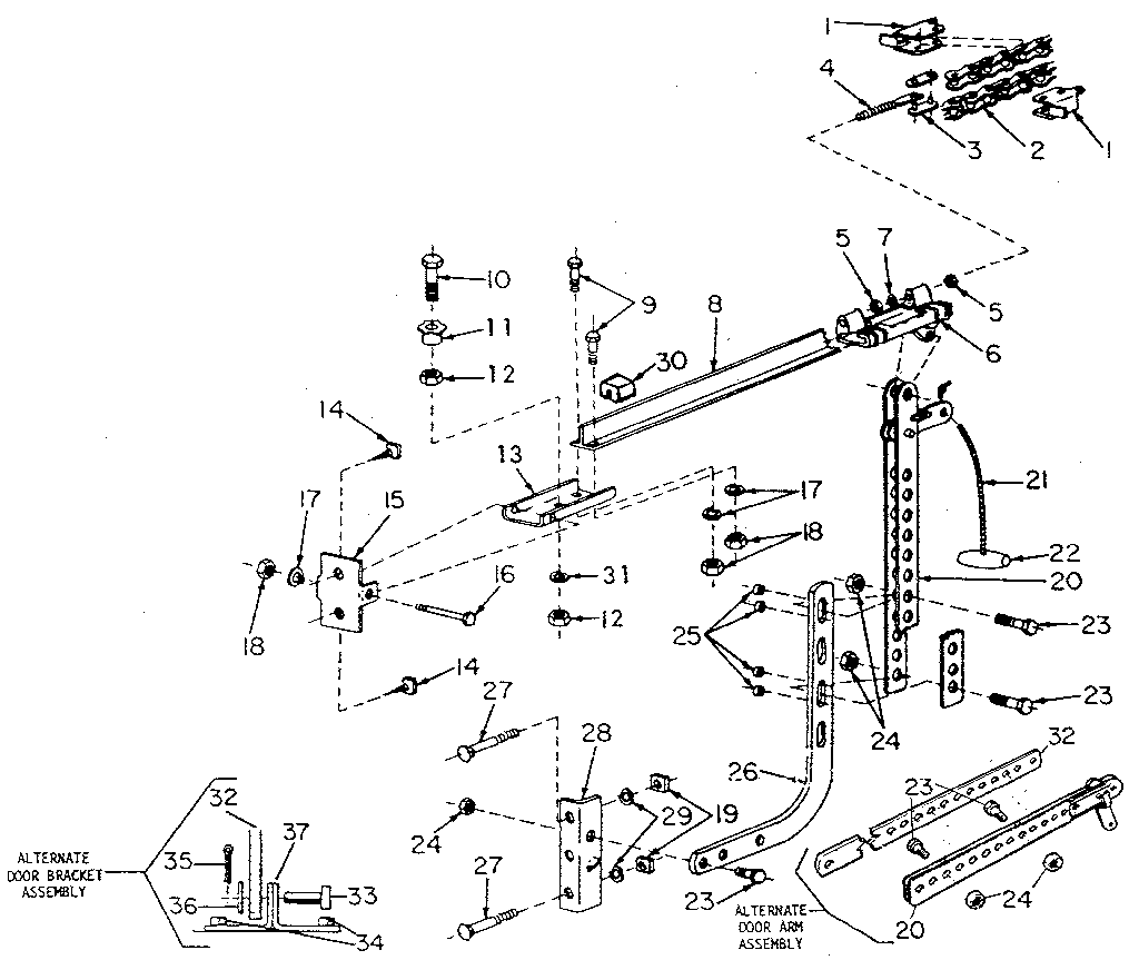 Rail Assembly Diagram and Parts List for 139656281  Craftsman Garage Door Opener