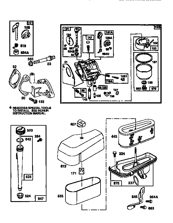 Engine 28r707-0637-a1 (71,500) Diagram and Parts List for 50028R707-0637-A1  Craftsman Engine
