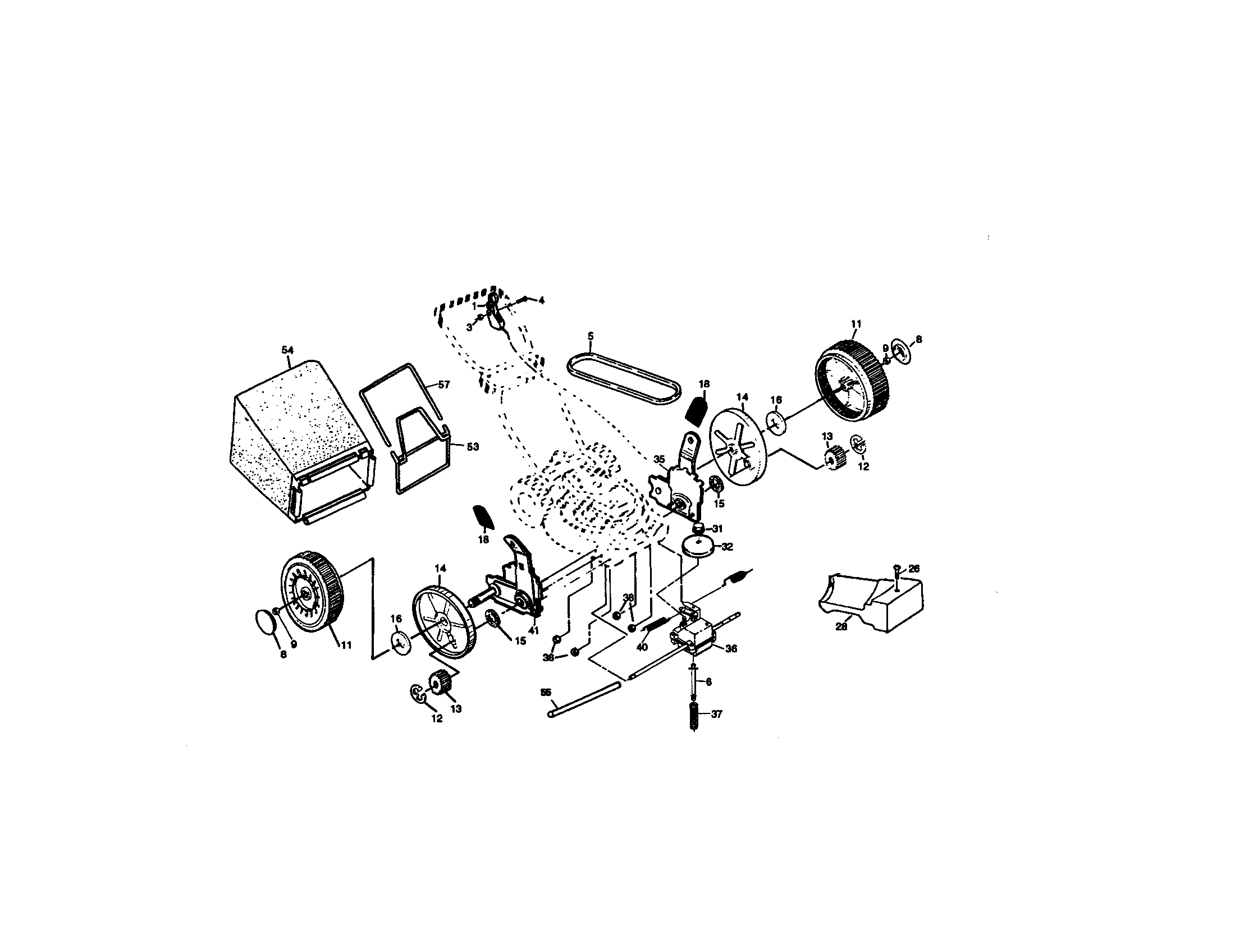 Drive Diagram and Parts List for 917377563  Craftsman Lawn Mower