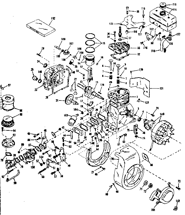 Basic Engine Diagram and Parts List for 143524031  Craftsman Engine