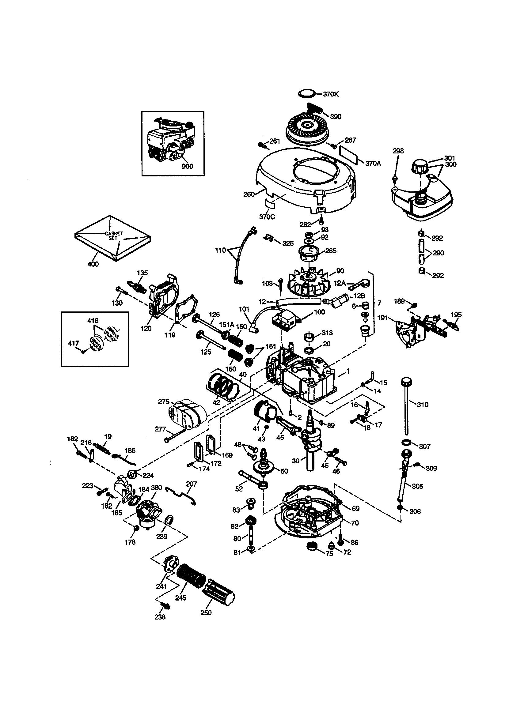 Craftsman 4-cycle Engine Diagram and Parts List for 143996000  Craftsman Engine