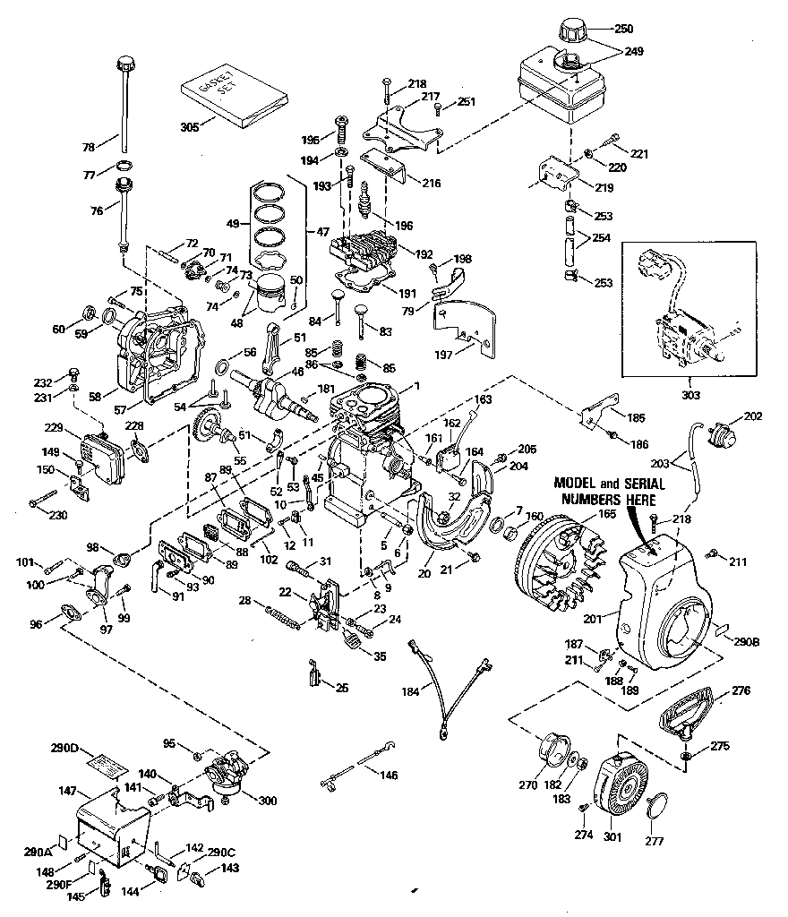 Replacement Parts Diagram and Parts List for 143804062  Craftsman Engine