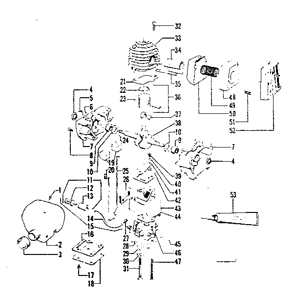 Engine Diagram and Parts List for 234795511  Craftsman Trimmer