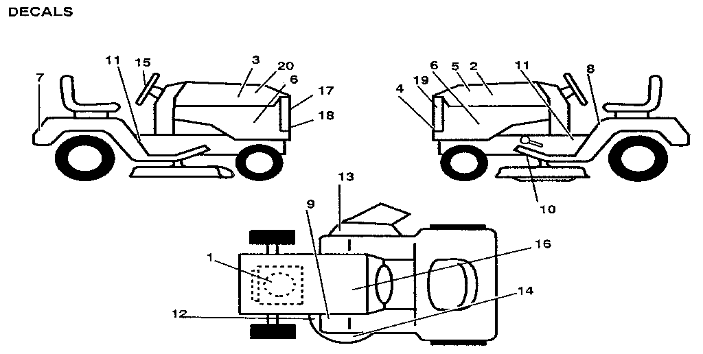 Decals Diagram and Parts List for 917255942  Craftsman Lawn Tractor
