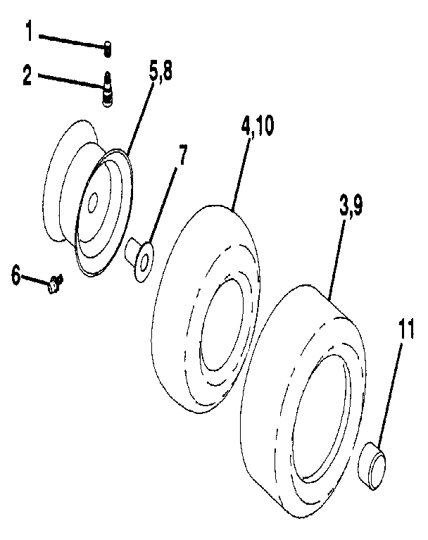 Wheels & Tires Diagram and Parts List for 917257290  Craftsman Lawn Tractor