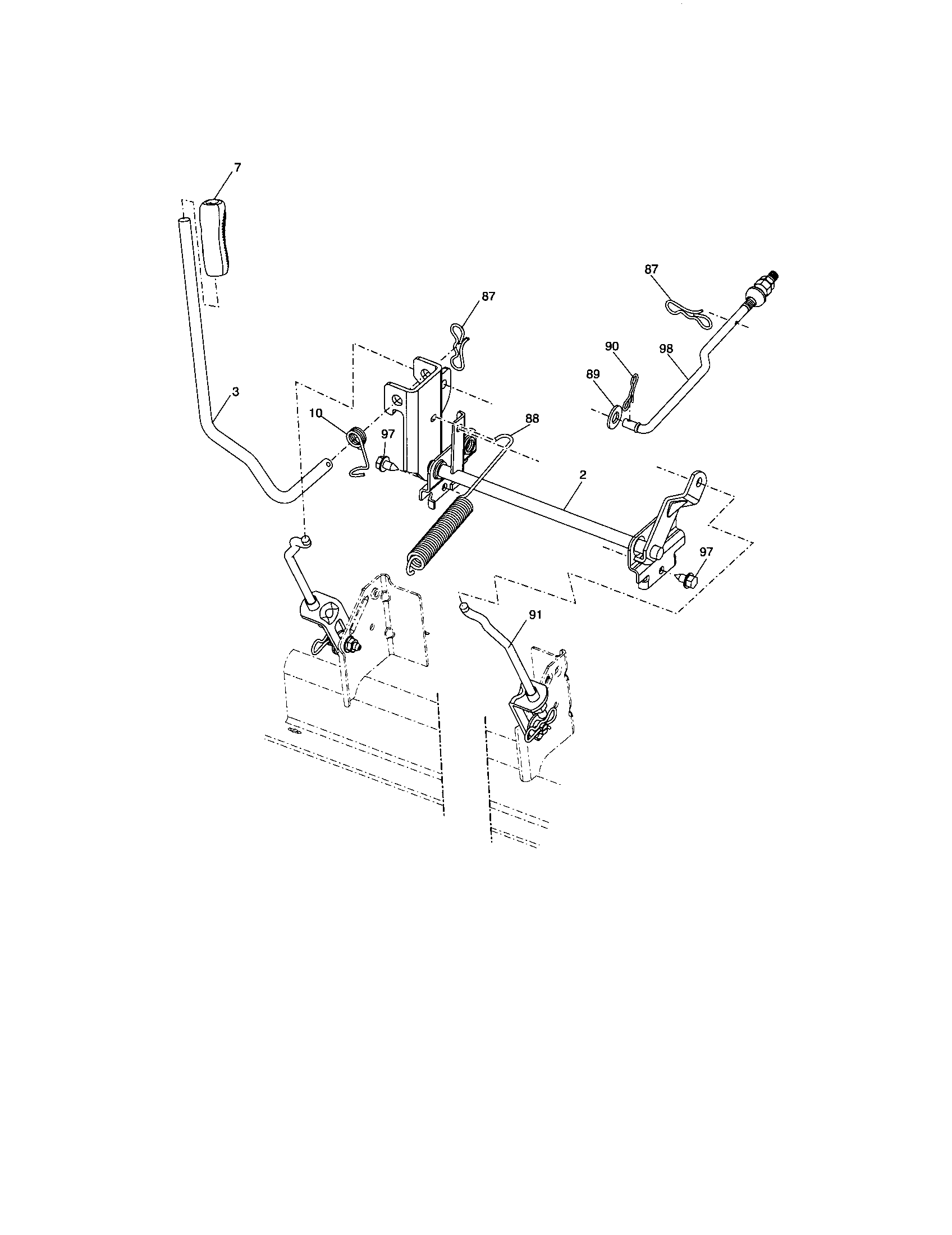 Lift Assembly Diagram and Parts List for 917276632  Craftsman Lawn Tractor