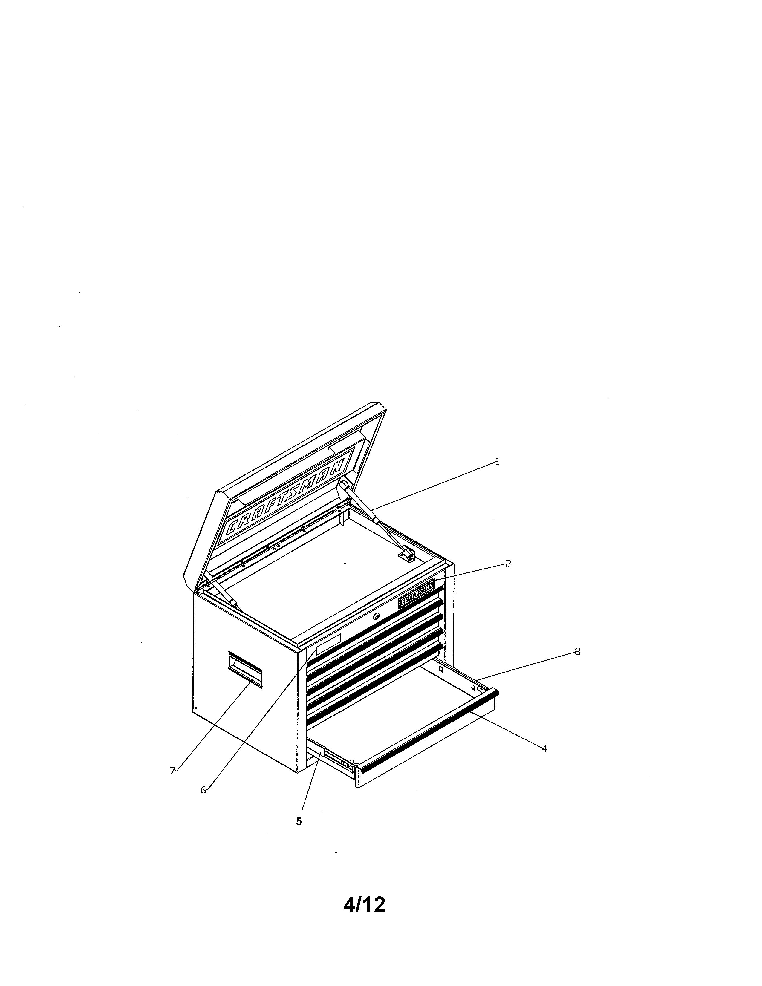 Tool Chest Diagram and Parts List for 70682491  Craftsman Tool Stand & Cart