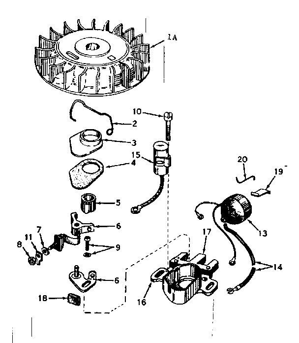 Magneto No. 610689a Diagram and Parts List for 143576222  Craftsman Engine