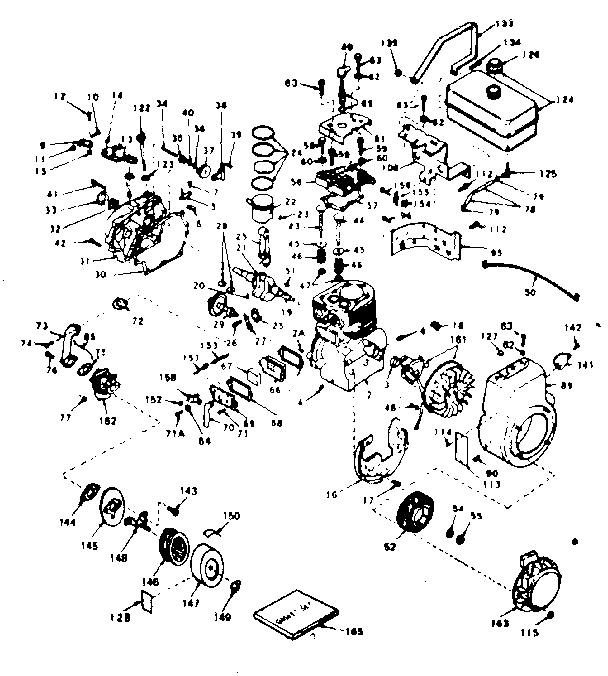 Basic Engine Diagram and Parts List for 143636072  Craftsman Engine
