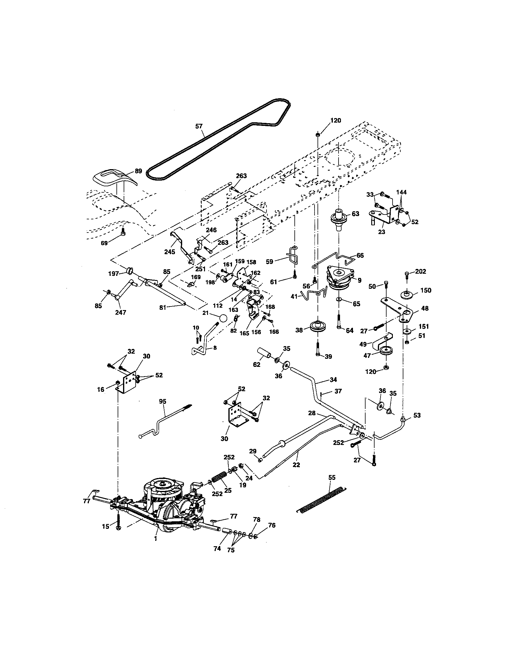 Ground Drive Diagram and Parts List for 917274640  Craftsman Lawn Tractor