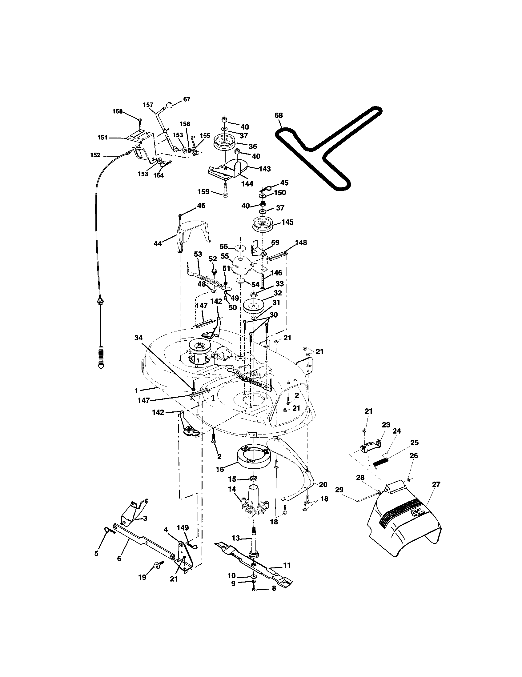 Mower Deck Diagram and Parts List for 917271551  Craftsman Lawn Tractor