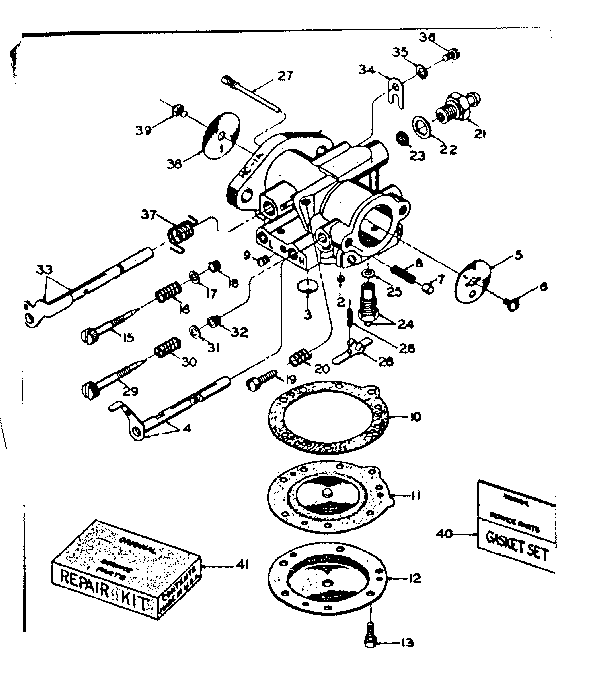 Carburetor 630710 Diagram and Parts List for 91760019  Craftsman Chainsaw