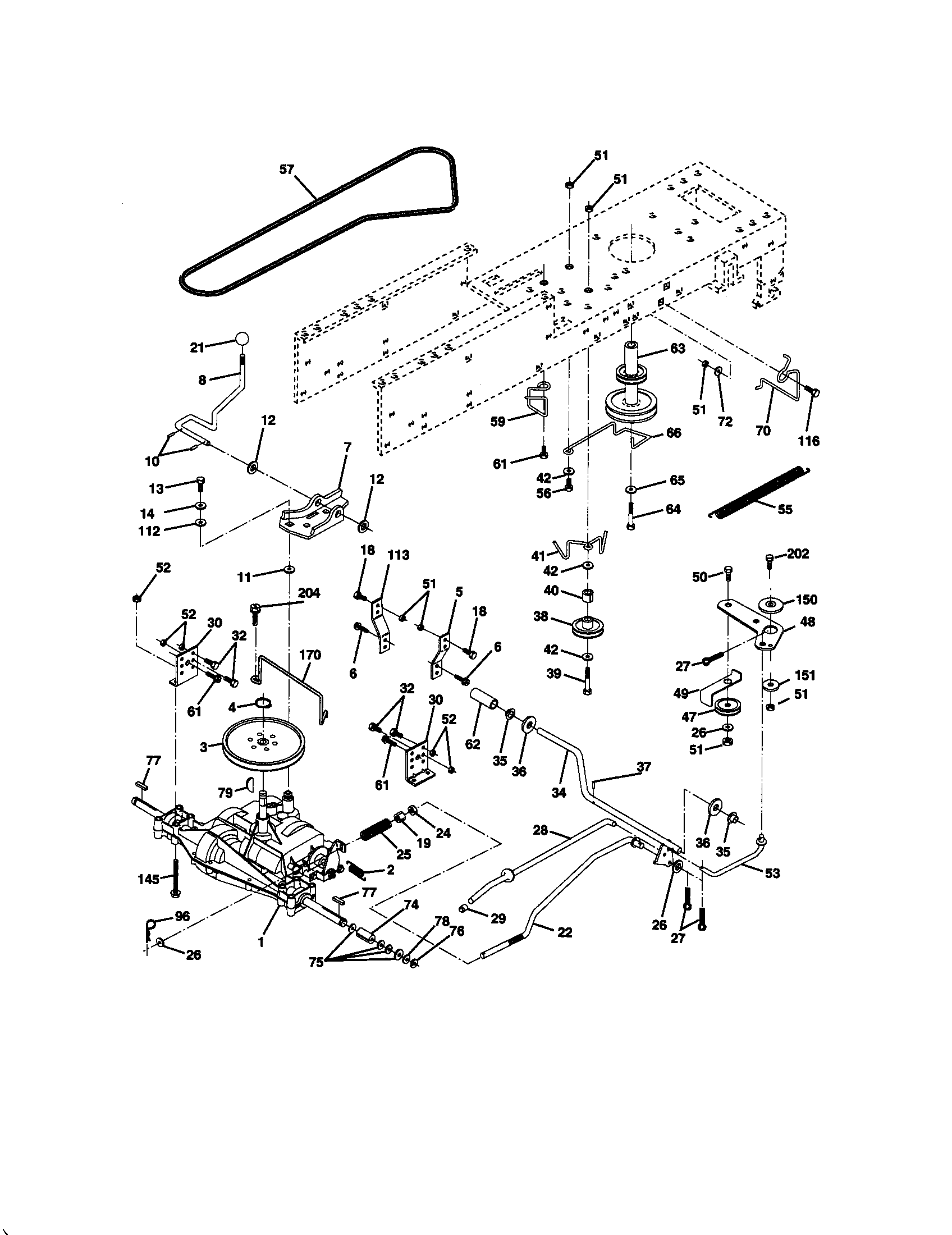 Ground Drive Diagram and Parts List for 917270535  Craftsman Lawn Tractor