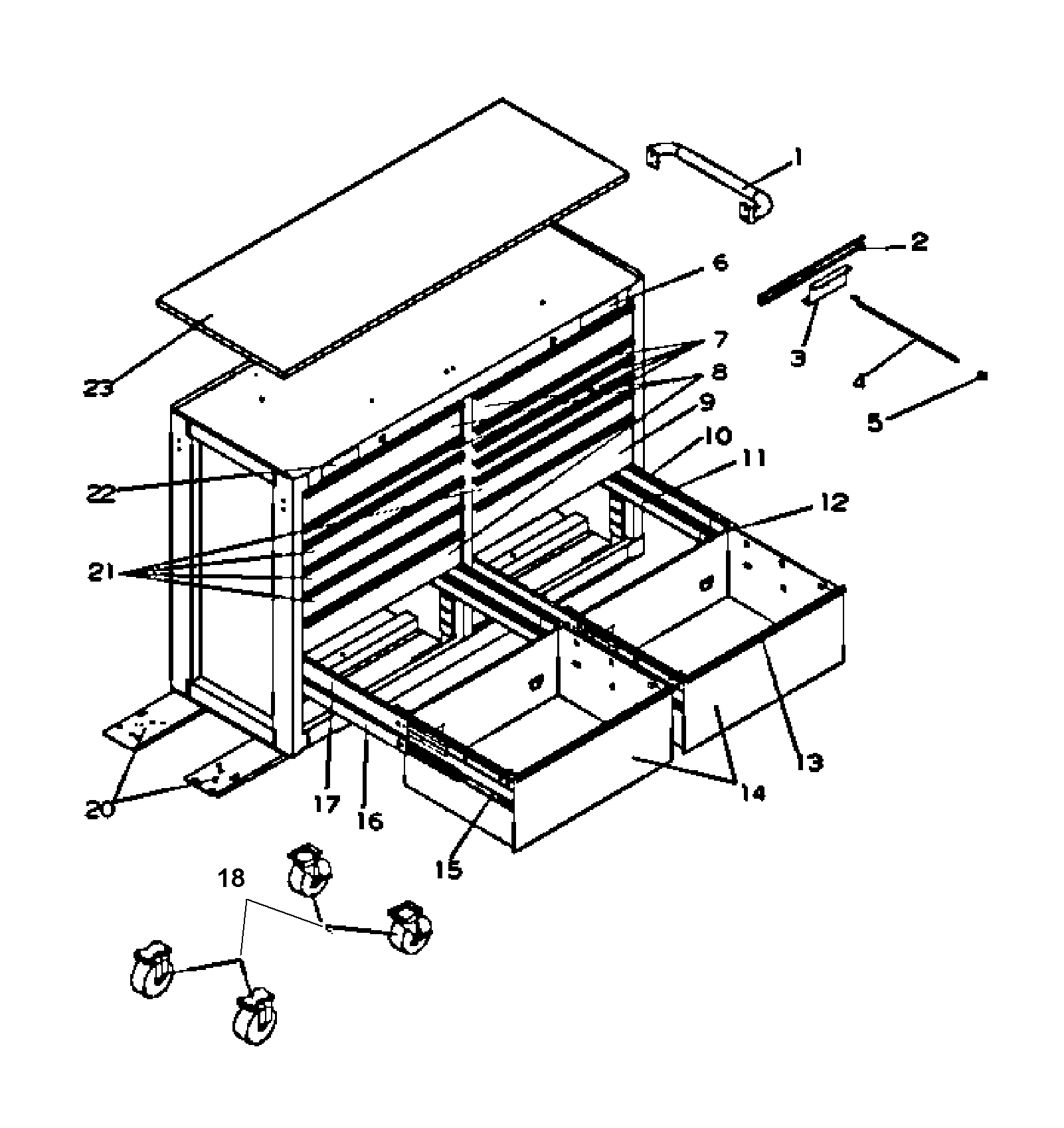 Tool Chest Diagram and Parts List for 706596313  Craftsman Tool Stand & Cart