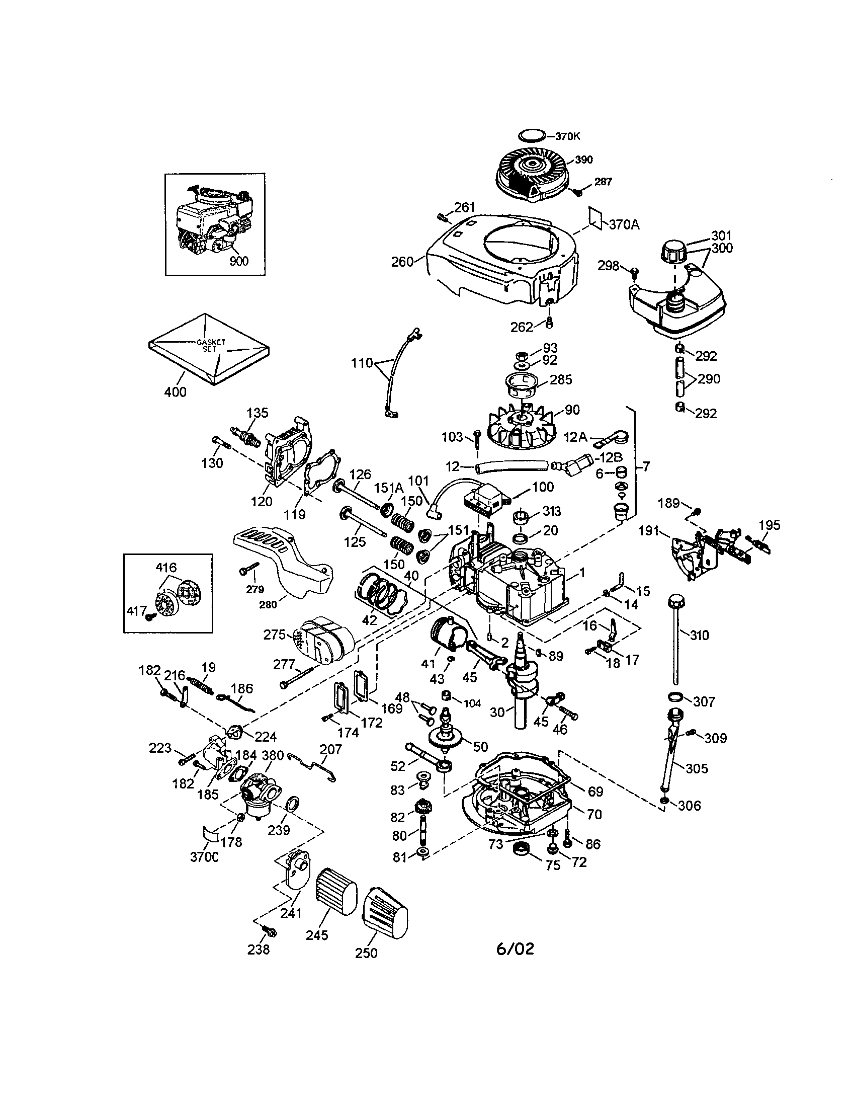 Engine/cylinder/flywheel Diagram and Parts List for 143024208  Craftsman Engine