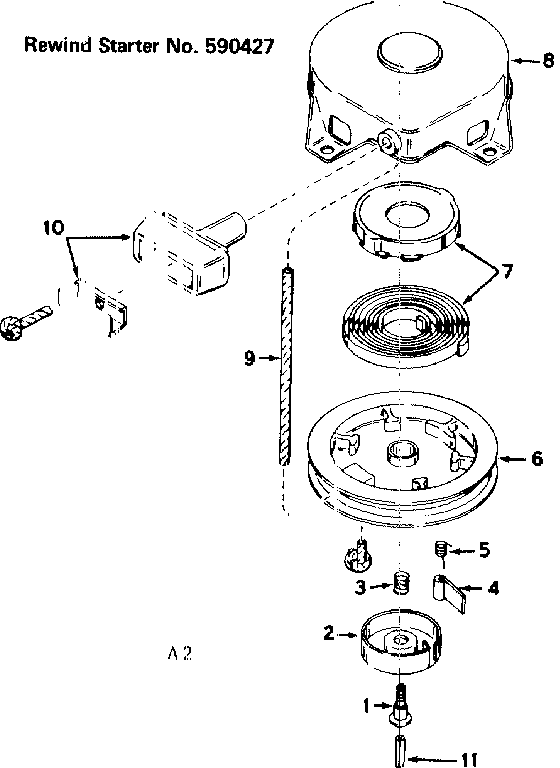 Rewind Starter Diagram and Parts List for 143216122  Craftsman Engine