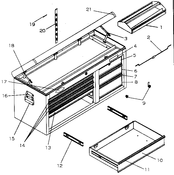 Chest Diagram and Parts List for 706659202  Craftsman Tool Stand & Cart