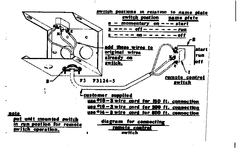 Connecting Remote Control Switch Diagram and Parts List for 5803126-5  Craftsman Engine