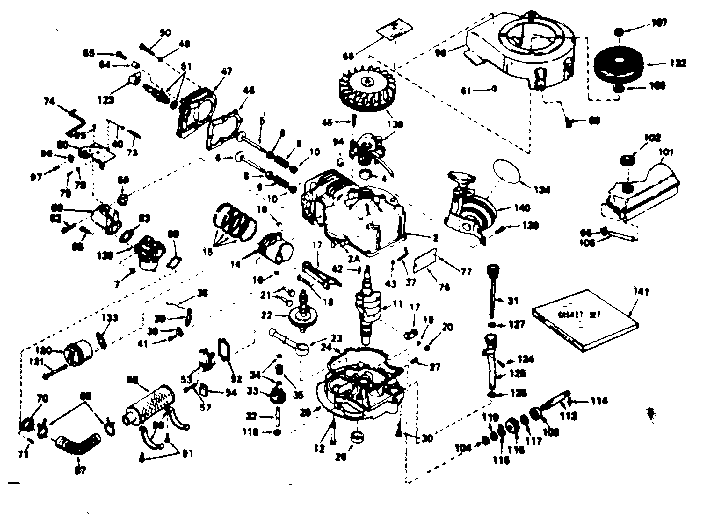 Basic Engine Diagram and Parts List for 143234142  Craftsman Engine