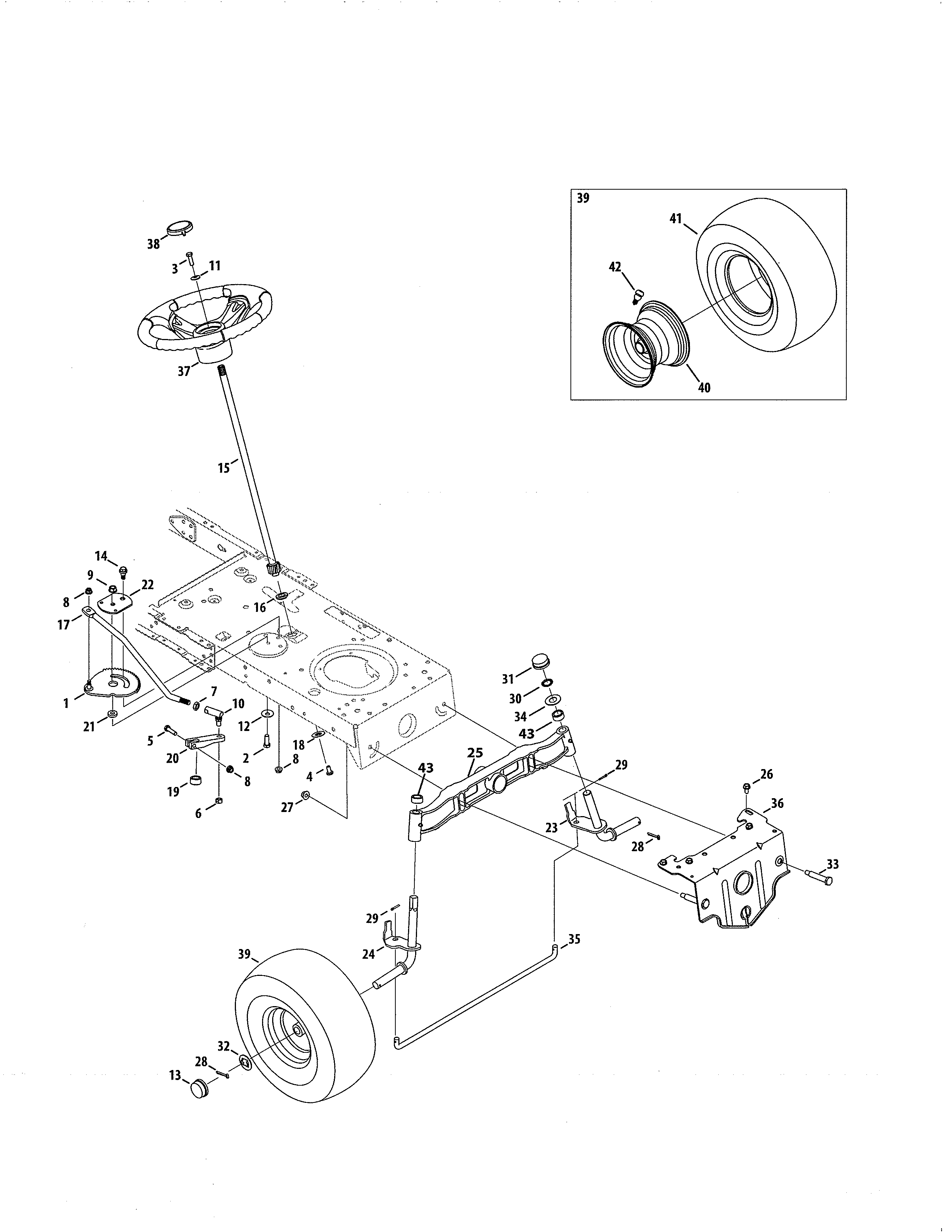 Steering Diagram and Parts List for 247203760  Craftsman Lawn Tractor